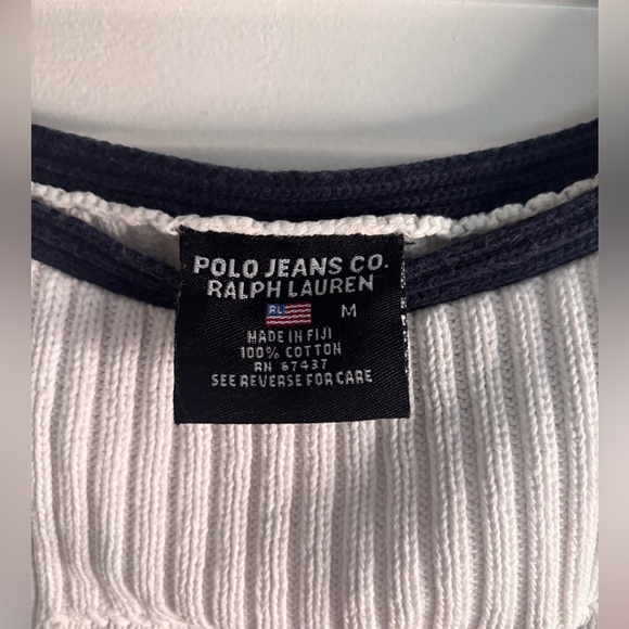 Ralph Lauren Polo Jeans Company white knit vintage American flag tank Top cotton - Picture 3 of 3